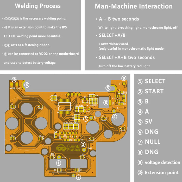 Funny Playing Button LED Kit for Game Boy Color